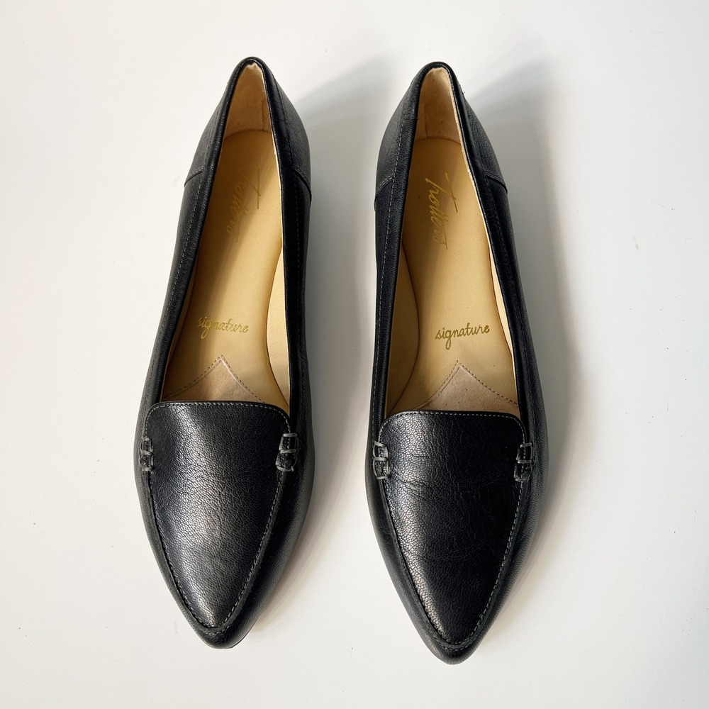 Trotters Pointed Toe Loafers 9.5 N Black Leather Flats Professional Work Career